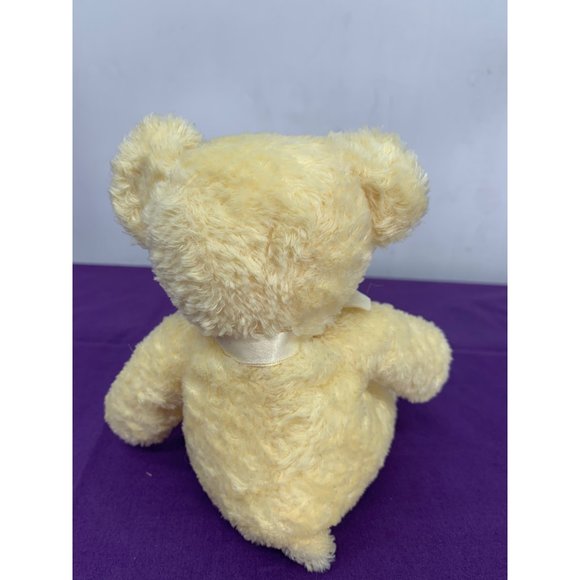 Aurora 6 Inch Sitting Bear Yellow with yellow bow plastic black eyes pellets - Picture 3 of 10